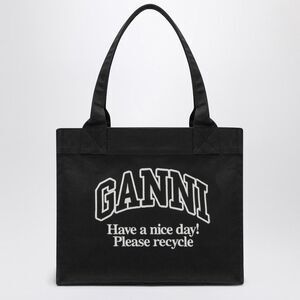Ganni Women's Large Black Canvas Tote Bag